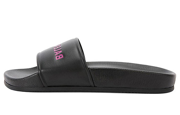 (WMNS) Balenciaga Alphabet Pattern Black Slippers 517226WAL001085