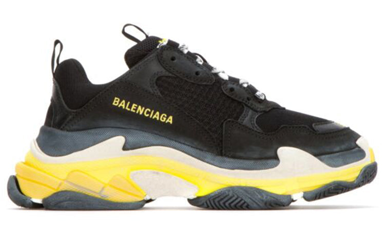 (WMNS) BALENCIAGA Triple S Daddy Shoes Black/Yellow 531388W090G1087