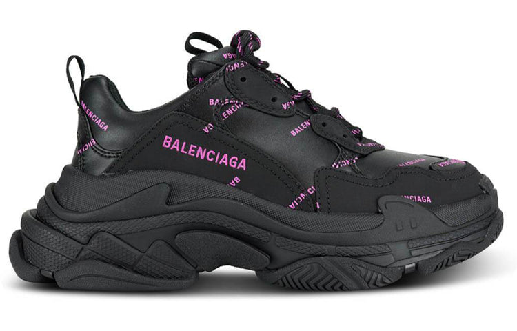 (WMNS) Balenciaga Triple S Sneaker 'All Over Logo - Black Pink' 524039W2FA11050