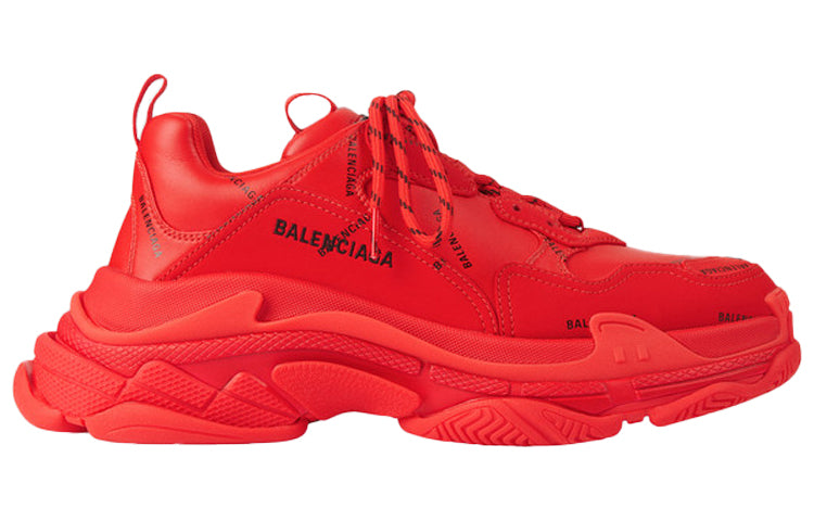 (WMNS) Balenciaga Allover Logo Triple S Sports Shoes Red 524039W2FA16010