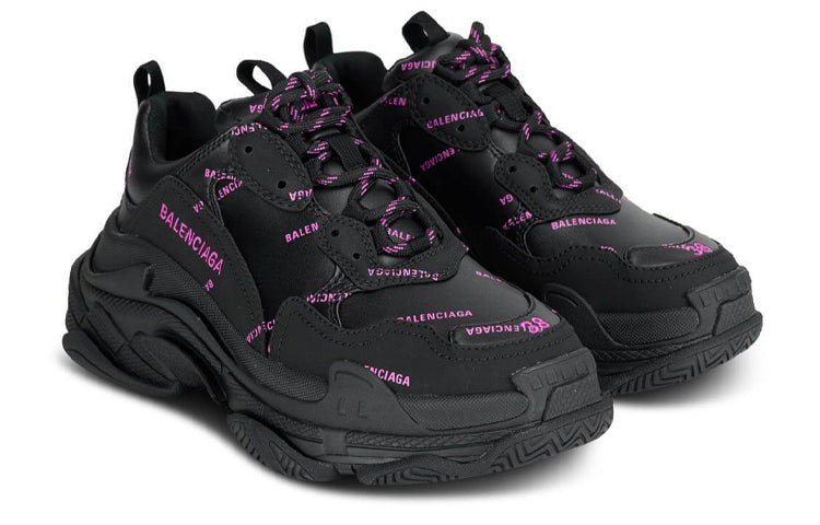 (WMNS) Balenciaga Triple S Sneaker 'All Over Logo - Black Pink' 524039W2FA11050