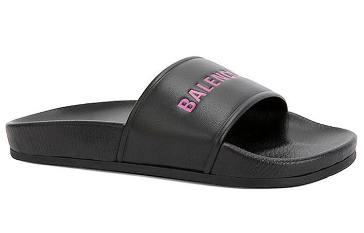 (WMNS) Balenciaga Alphabet Pattern Black Slippers 517226WAL001085