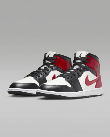 JORDAN 1 Mid   Noir/White/Gym Red #