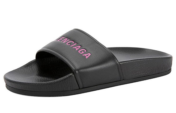 (WMNS) Balenciaga Alphabet Pattern Black Slippers 517226WAL001085