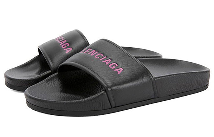 (WMNS) Balenciaga Alphabet Pattern Black Slippers 517226WAL001085