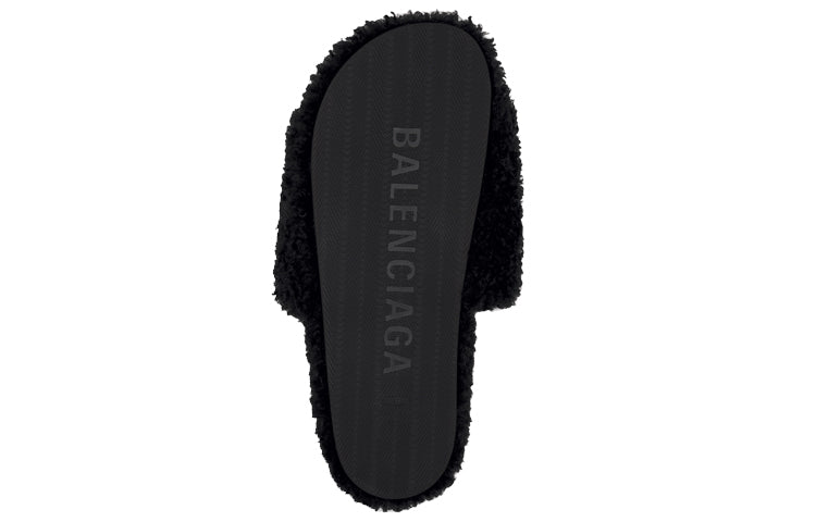 (WMNS) Balenciaga  Furry Slides 'Black Red' 654261W2DO11096