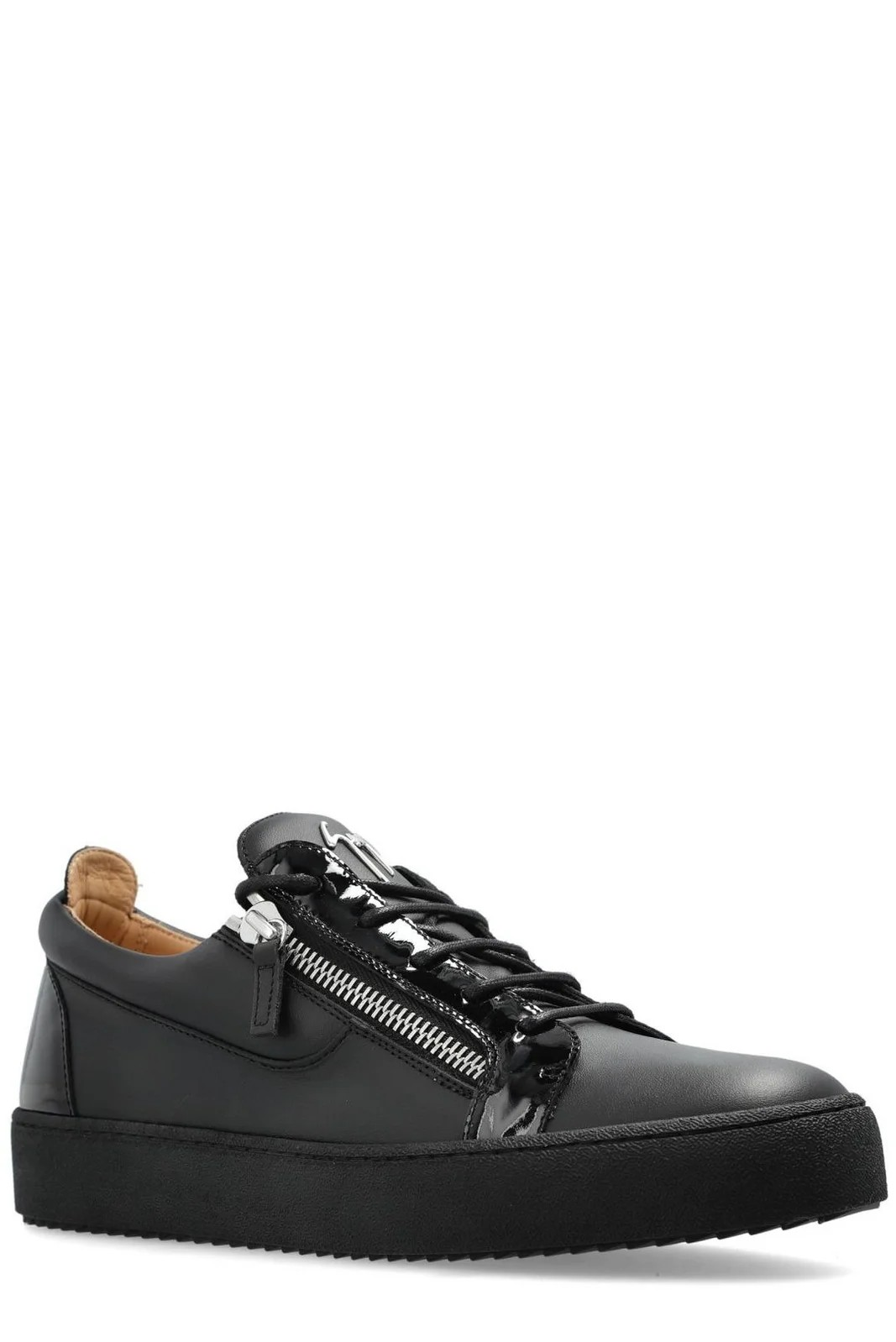 Giuseppe Zanotti Black Logo-Plaque Lace-Up Sneakers RU00010012 #