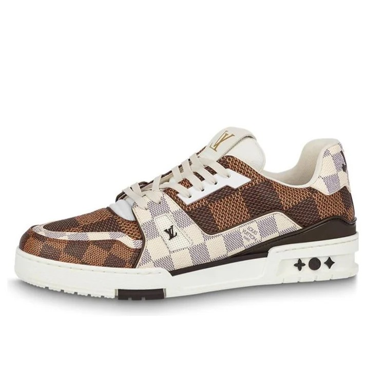 LOUIS VUITTON LV Trainer Sneakers 'Brown and White Plaid' 1AAST3 #