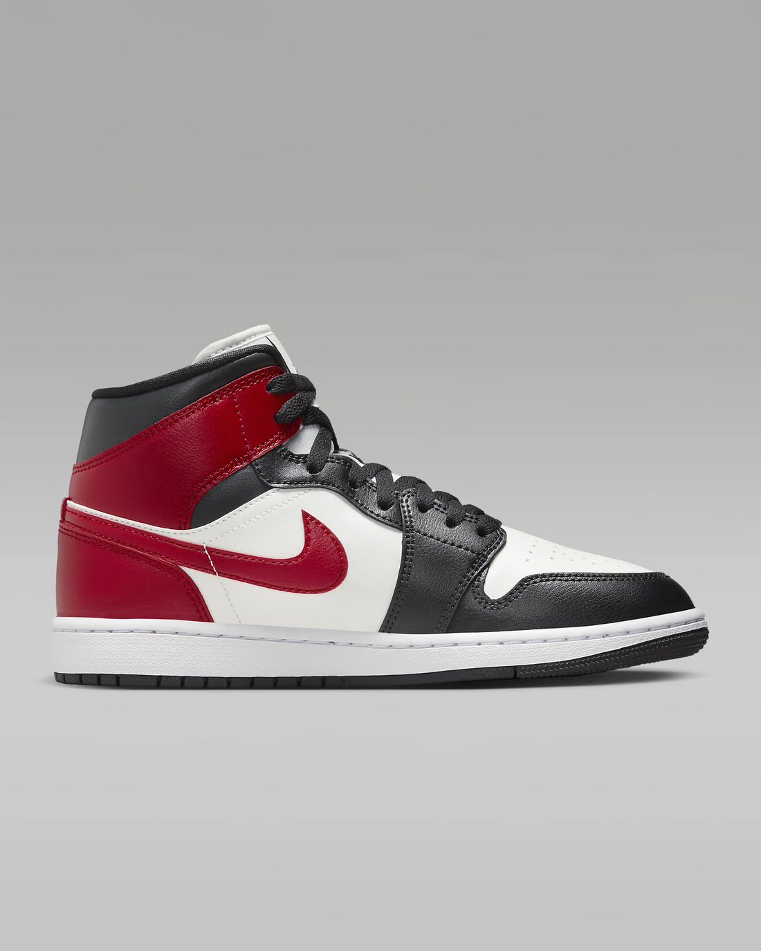 JORDAN 1 Mid   Noir/White/Gym Red #