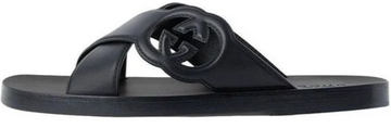 GUCCI INTERLOCKING SLIDE " BLACK SANDALS" #