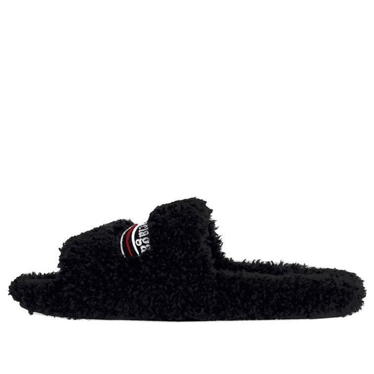 (WMNS) Balenciaga  Furry Slides 'Black Red' 654261W2DO11096