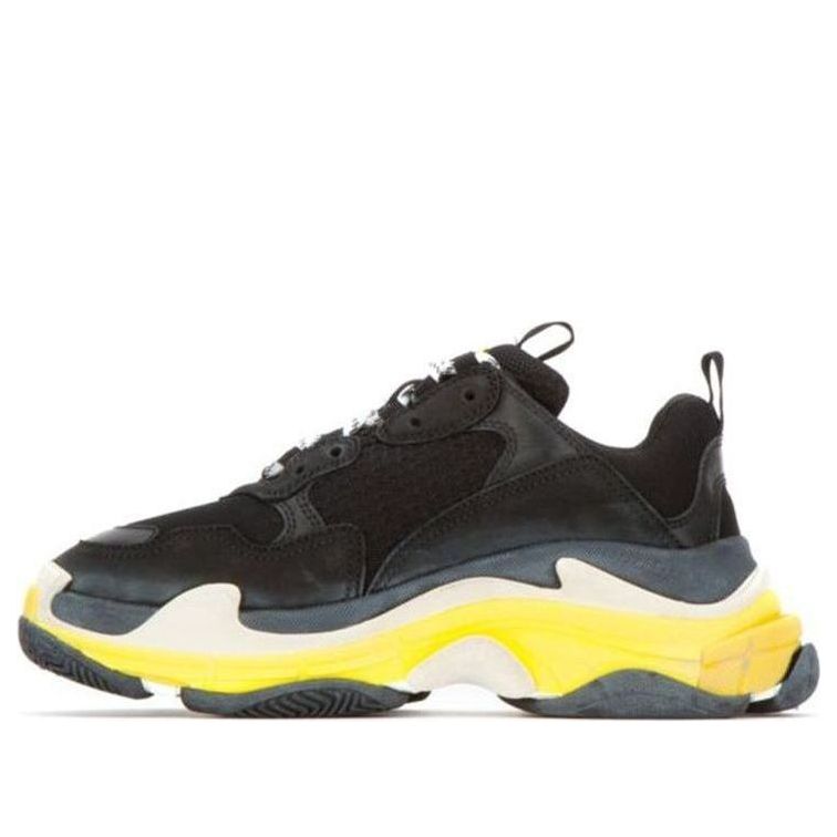 (WMNS) BALENCIAGA Triple S Daddy Shoes Black/Yellow 531388W090G1087