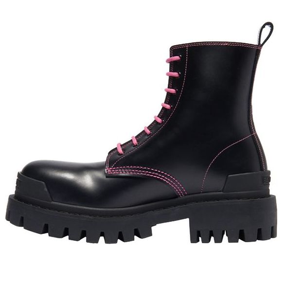 (WMNS) Balenciaga Strike Lace-Up Boot 'Black Pink' 590974WA9641085