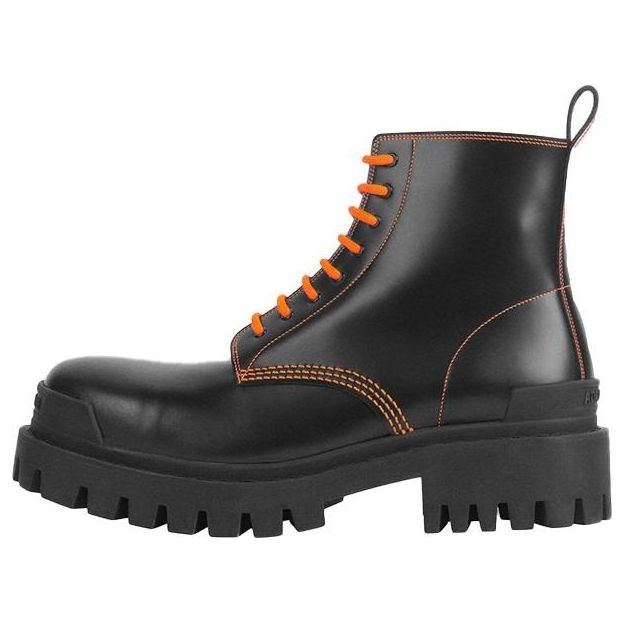 Balenciaga Strike 20mm Lace-up Martin Boots Black/Orange 589338WA9641075