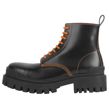 Balenciaga Strike 20mm Lace-up Martin Boots Black/Orange 589338WA9641075